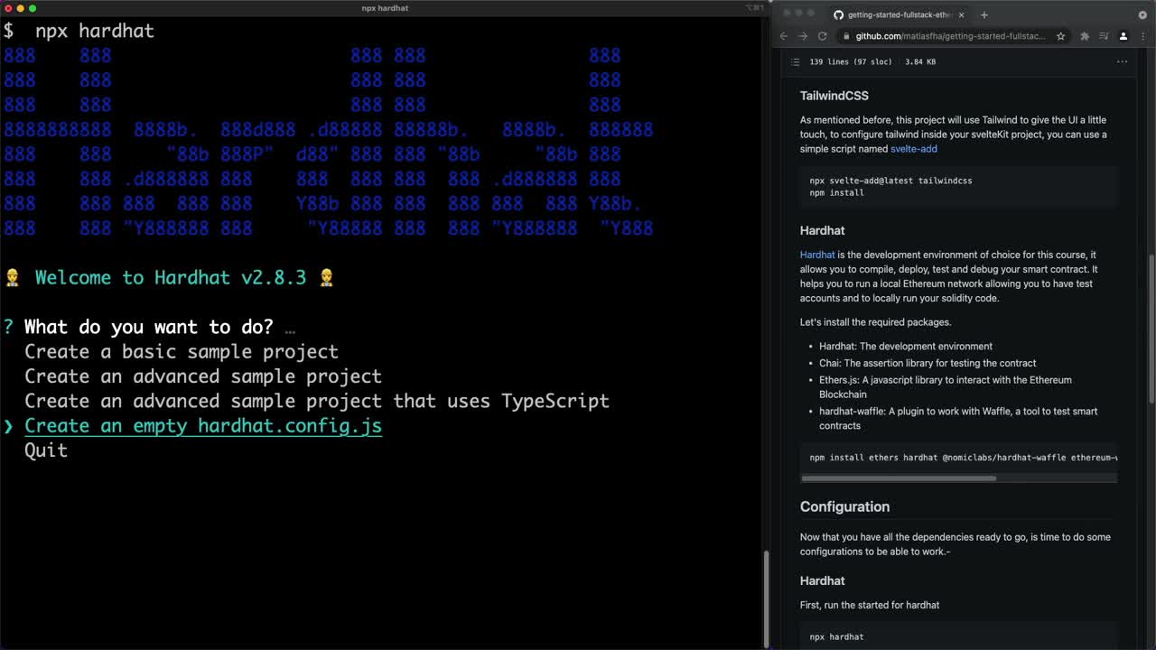 Set up an Ethereum Project using SvelteKit with Tailwind CSS and Hardhat