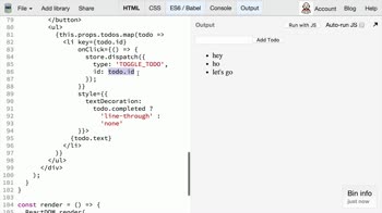 js tutorial about Redux: React Todo List Example (Toggling a Todo)