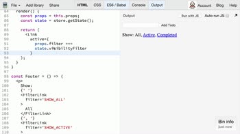 js tutorial about Redux: Extracting Container Components (FilterLink)