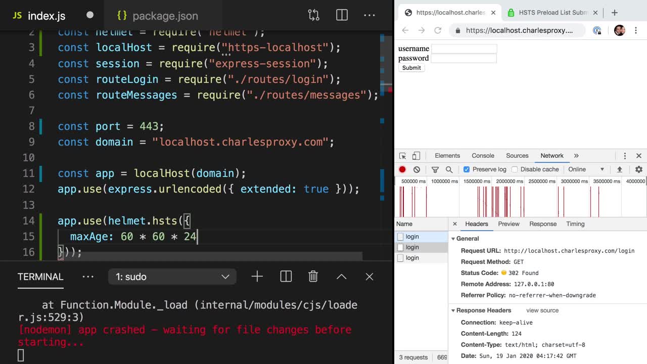 Add HSTS Headers to Express Apps to Ensure All Requests are https Requests  