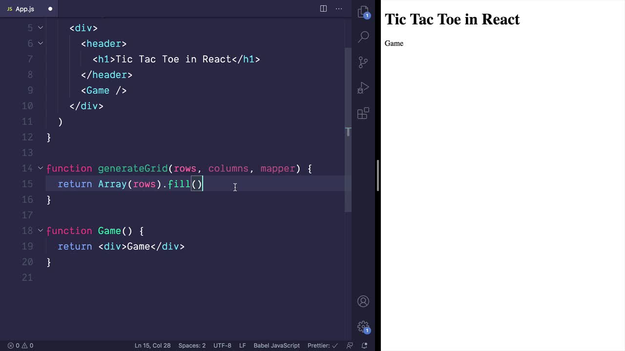 Build: Browser-based Tic Tac Toe Game in React