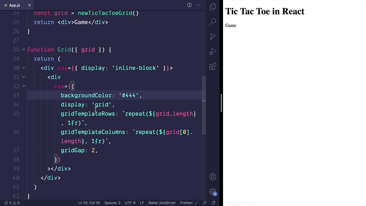 Map Over a 2-Dimensional Array to Create a Game Grid in React with CSS Grid