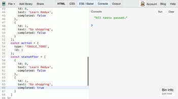js tutorial about Redux: Writing a Todo List Reducer (Toggling a Todo)
