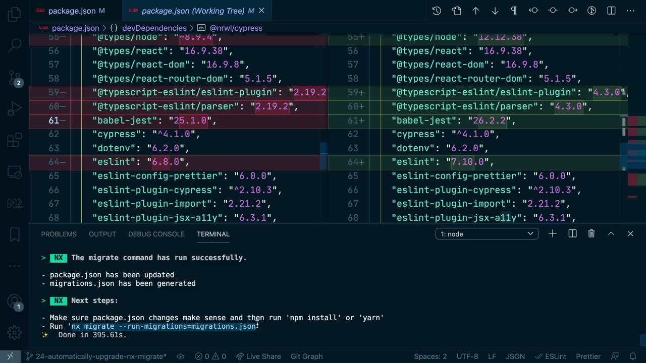 Update your Nx workspace with Nx migrations | egghead.io