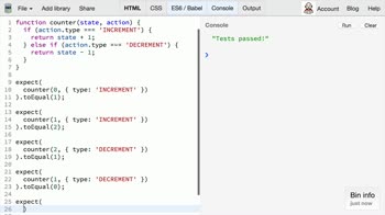 js tutorial about Redux: Writing a Counter Reducer with Tests