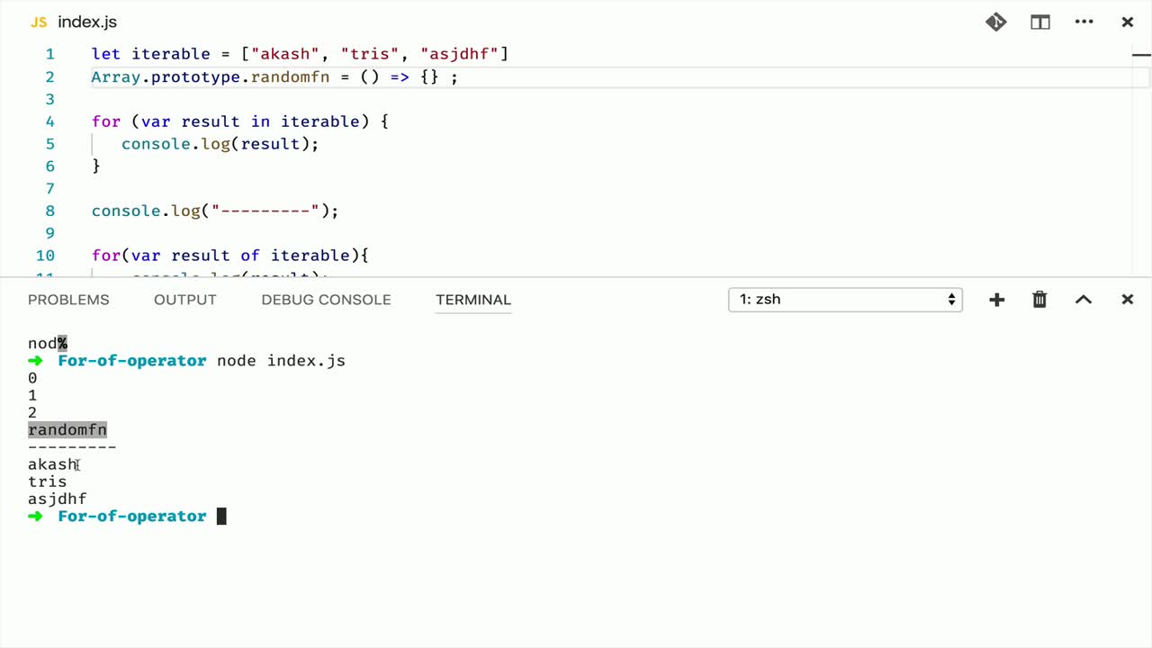 Javascript for loop - nimfasit