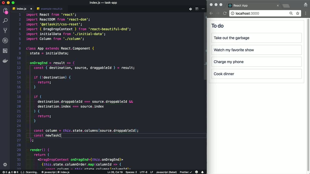 Persist List Reordering with react-beautiful-dnd using the onDragEnd  Callback | egghead.io