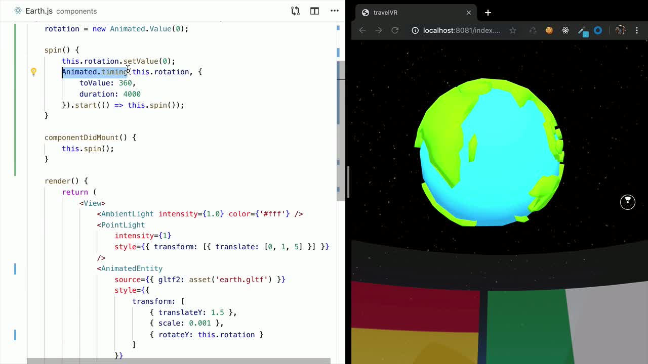 Add animations to React 360 components Add animations to React 360 components