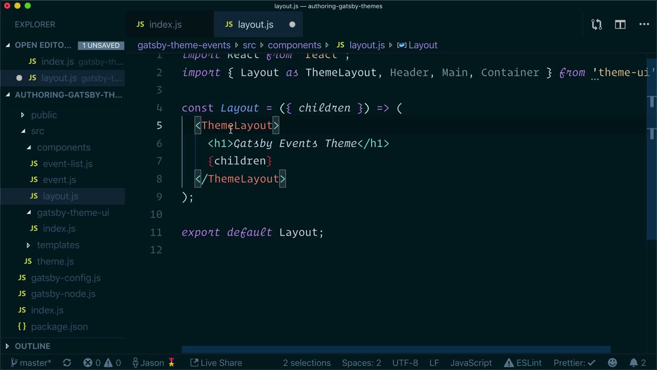 Use And Override A Theme In Gatsby With Component Shadowing Egghead Io